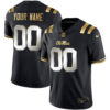 Custom Ole Miss Rebels Football Black Gold Jersey w/ SEC Patch - All Stitched