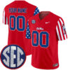 Custom Ole Miss Rebels Football American Style Red Jersey w/ SEC Patch - All Stitched