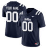 Custom Ole Miss Rebels Football Navy Blue Home Limited Jersey - All Stitched