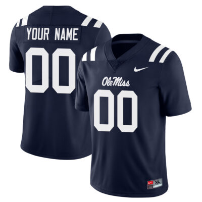 Custom Ole Miss Rebels Football Navy Blue Home Limited Jersey - All Stitched