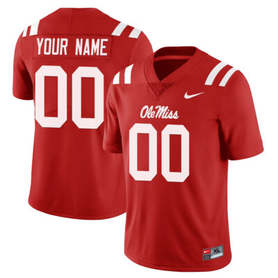 Custom Ole Miss Rebels Football Red Alternate Limited Jersey - All Stitched