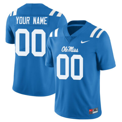 Custom Ole Miss Rebels Football Powder Blue Alternate Limited Jersey - All Stitched