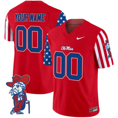 Custom Ole Miss Rebels Football American Style Red Jersey - All Stitched