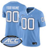 Custom North Carolina Tar Heels Football Carolina Blue Game Jersey w/ ACC Patch - All Stitched