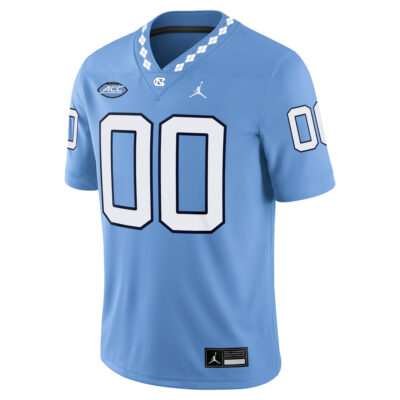 Alternative view of Custom North Carolina Tar Heels Football Carolina Blue Game Jersey w/ ACC Patch - All Stitched