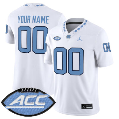 Custom North Carolina Tar Heels Football White Game Jersey w/ ACC Patch - All Stitched