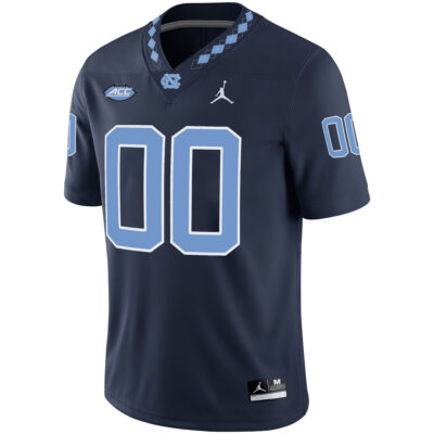Alternative view of Custom North Carolina Tar Heels Football Navy Alternate Game Jersey w/ ACC Patch - All Stitched