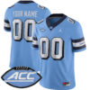 Custom North Carolina Tar Heels Football Carolina Blue Retro Game Jersey w/ ACC Patch - All Stitched