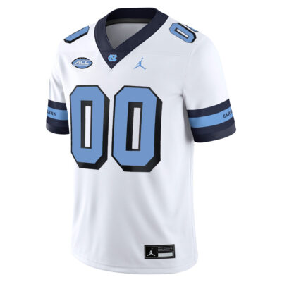 Alternative view of Custom North Carolina Tar Heels Football White Retro Game Jersey w/ ACC Patch - All Stitched