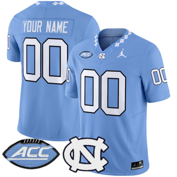 Custom North Carolina Tar Heels Football Carolina Blue Limited Jersey w/ ACC Patch - All Stitched