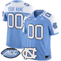 Custom North Carolina Tar Heels Football Alternate Carolina Blue Limited Jersey w/ ACC Patch - All Stitched