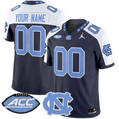 Custom North Carolina Tar Heels Football Alternate Navy Limited Jersey w/ ACC Patch - All Stitched