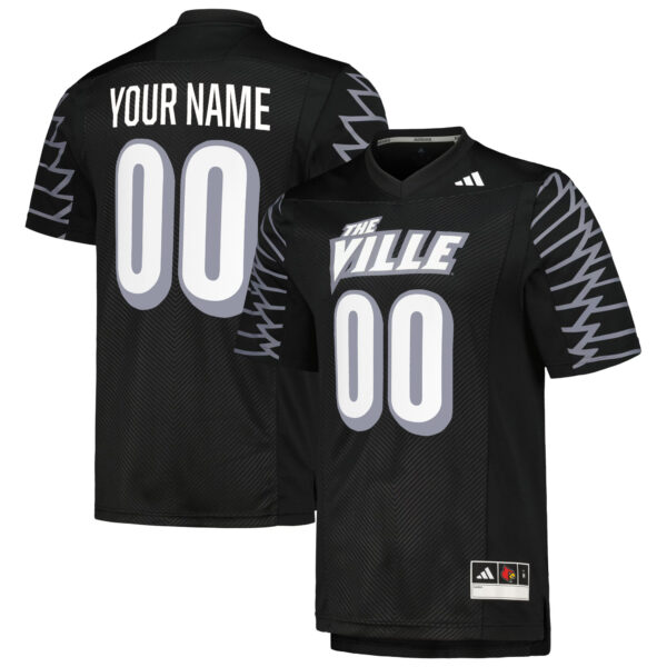Custom Louisville Cardinals Football Black Premier Strategy Game Jersey - All Stitched