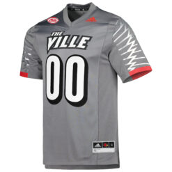 Alternative view of Custom Louisville Cardinals Football Charcoal Premier Strategy Jersey w/ ACC Patch - All Stitched
