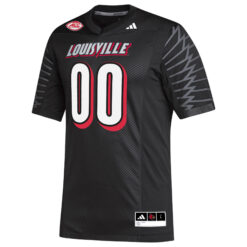 Alternative view of Custom Louisville Cardinals Football Black Premier Strategy Jersey w/ ACC Patch - All Stitched