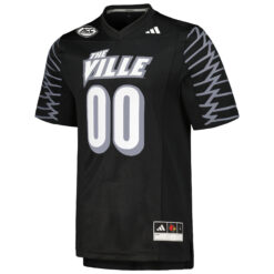 Alternative view of Custom Louisville Cardinals Football Black Premier Strategy Game Jersey w/ ACC Patch - All Stitched