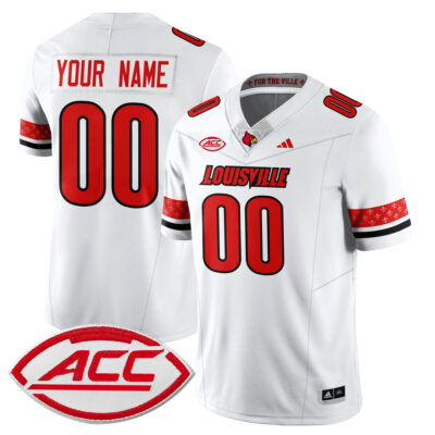 Custom Louisville Cardinals Football White Vapor Limited Jersey w/ ACC Patch - All Stitched