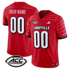 Custom Louisville Cardinals Football Red Limited Jersey w/ ACC Patch - All Stitched