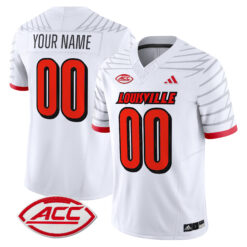 Custom Louisville Cardinals Football White Limited Jersey w/ ACC Patch - All Stitched