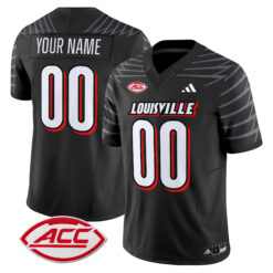 Custom Louisville Cardinals Football Black Limited Jersey w/ ACC Patch - All Stitched