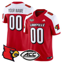 Custom Louisville Cardinals Football Red Alternate Limited Jersey w/ ACC Patch - All Stitched