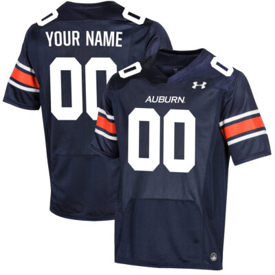 Custom Auburn Tigers Football Navy Game Jersey - All Stitched