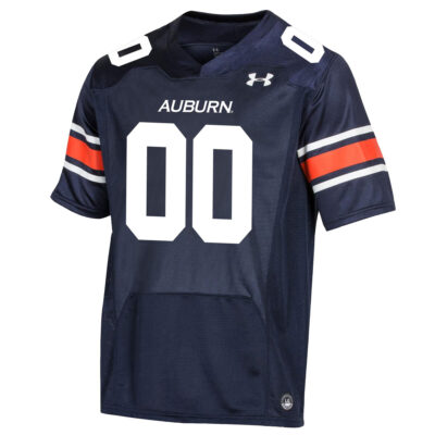 Alternative view of Custom Auburn Tigers Football Navy Game Jersey - All Stitched