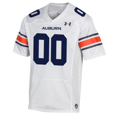 Alternative view of Custom Auburn Tigers Football White Game Jersey - All Stitched