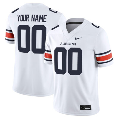Custom Auburn Tigers Football White Away Game Jersey - All Stitched