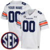 Custom Auburn Tigers Football White Game Jersey w/ SEC Patch - All Stitched