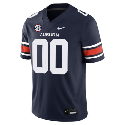 Alternative view of Custom Auburn Tigers Football Navy Home Game Jersey w/ SEC Patch - All Stitched