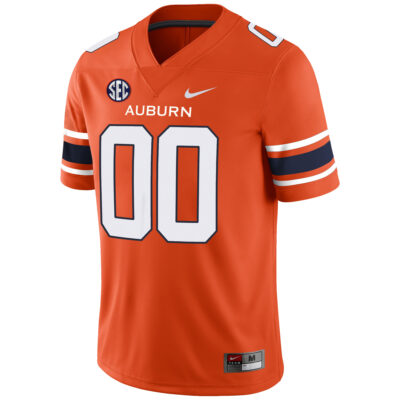 Alternative view of Custom Auburn Tigers Football Orange Alternate Game Jersey w/ SEC Patch - All Stitched