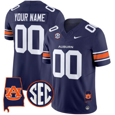 Custom Auburn Tigers Football Navy Vapor Limited Jersey - All Stitched