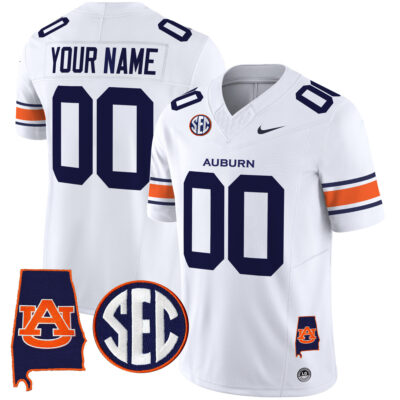 Custom Auburn Tigers Football White Vapor Limited Jersey - All Stitched