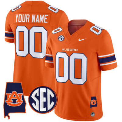 Custom Auburn Tigers Football Orange Vapor Limited Jersey - All Stitched