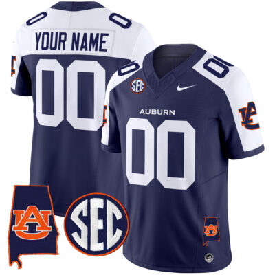 Custom Auburn Tigers Football Navy Alternate Vapor Limited Jersey - All Stitched