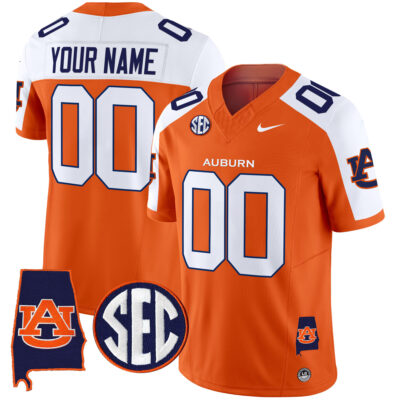 Custom Auburn Tigers Football Orange Alternate Vapor Limited Jersey - All Stitched