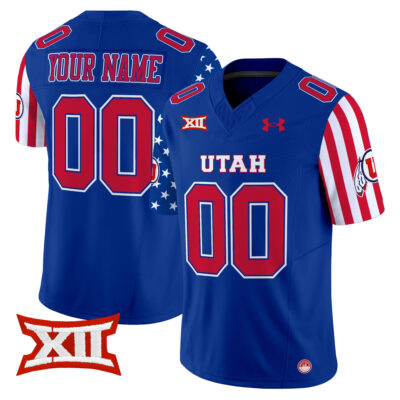 Custom Utah Utes Football American Style Royal Blue Jersey - All Stitched