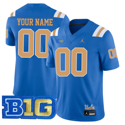 Custom UCLA Bruins Football Blue Home Jersey w/ B1G Patch - All Stitched