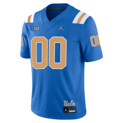 Alternative view of Custom UCLA Bruins Football Blue Home Jersey w/ B1G Patch - All Stitched