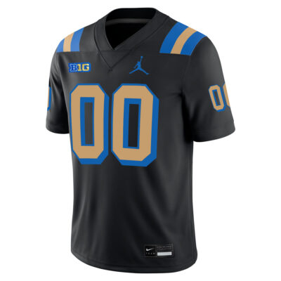 Alternative view of Custom UCLA Bruins Football Black Alternate Jersey w/ B1G Patch - All Stitched