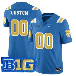 Custom UCLA Bruins Football Blue Vapor Limited Jersey w/ B1G Patch - All Stitched