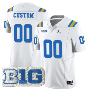 Custom UCLA Bruins Football White Vapor Limited Jersey w/ B1G Patch - All Stitched