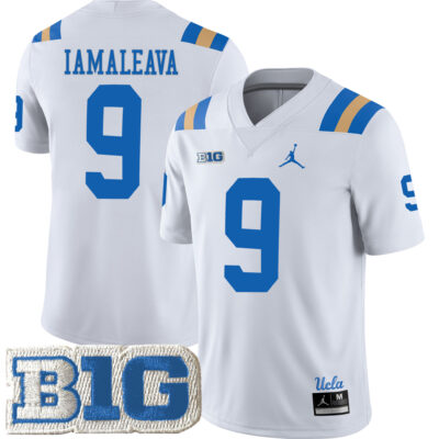 Nico Iamaleava UCLA Bruins Football White Away Jersey w/ B1G Patch - All Stitched