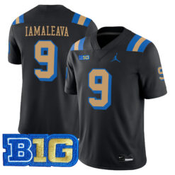 Nico Iamaleava UCLA Bruins Football Black Alternate Jersey w/ B1G Patch - All Stitched