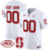 Custom Stanford Cardinal Football White Vapor Limited Jersey w/ ACC Patch - All Stitched