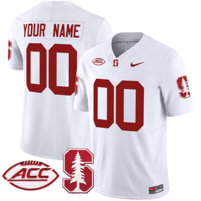 Custom Stanford Cardinal Football White Vapor Limited Jersey w/ ACC Patch - All Stitched