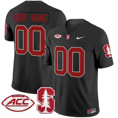 Custom Stanford Cardinal Football Black Vapor Limited Jersey w/ ACC Patch - All Stitched
