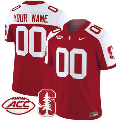 Custom Stanford Cardinal Football Cardinal Alternate Vapor Limited Jersey w/ ACC Patch - All Stitched