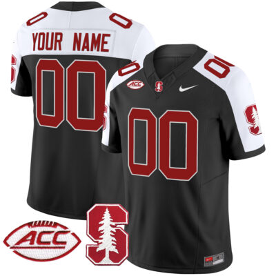 Custom Stanford Cardinal Football Black Alternate Vapor Limited Jersey w/ ACC Patch - All Stitched